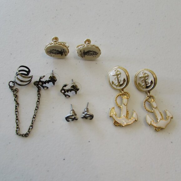 Nautical/Anchor Themed Earring - 4 Pairs - Pierced/Screwback - Picture 13 of 15